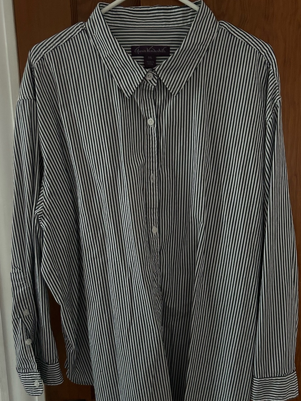 Classic Women’s Blue & White Striped Button-Up Shirt